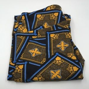 NWOT Lularoe Magic Carpet Leggings OS Blue Gold Disneybound